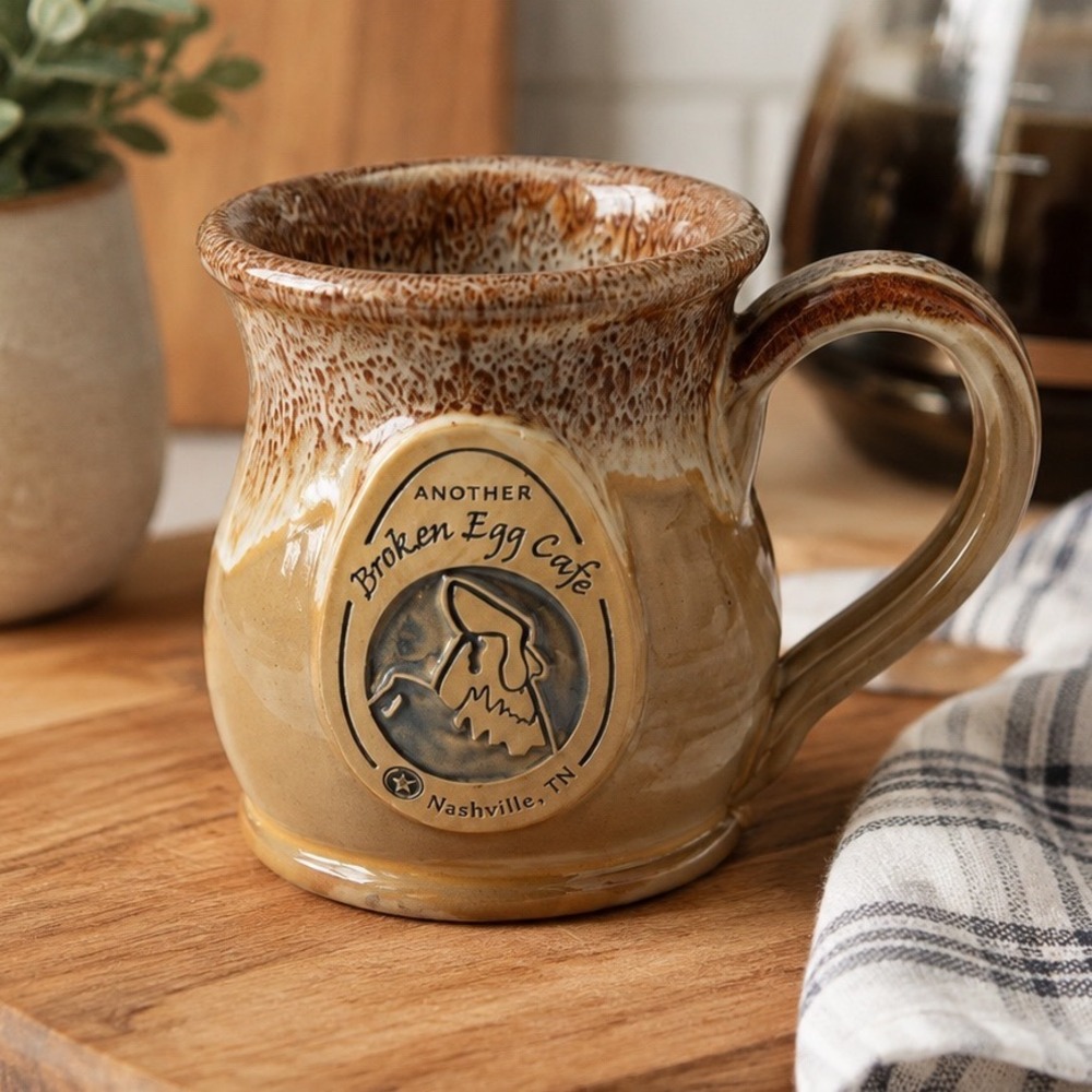 Deneen Pottery Another Broken Egg Cafe Nashville TN Mug Brown Tan Stoneware 2022